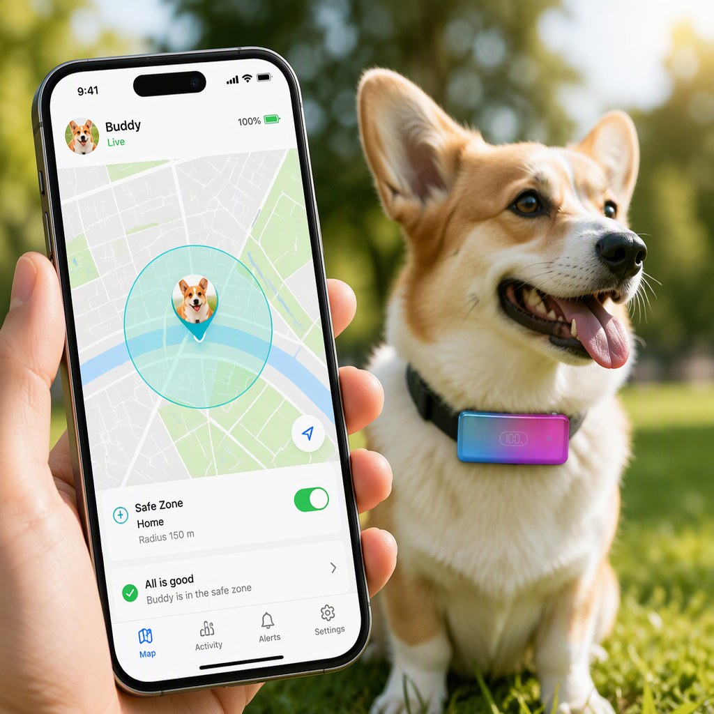 App live map with geo-fence safe zone